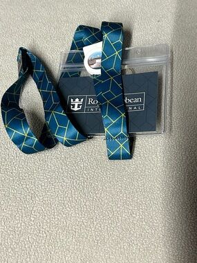 Royal Caribbean Teal Geometric Lanyard with ID Badge Holder